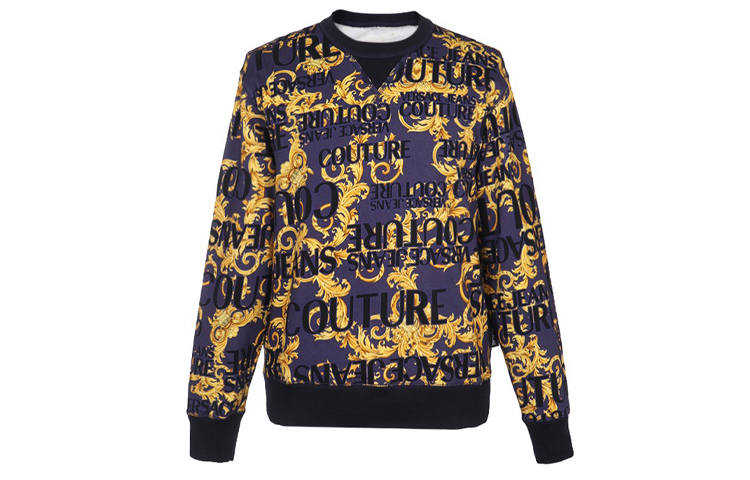 VERSACE JEANS COUTURE Crew Neck Sweatshirt Men's Blue Purple