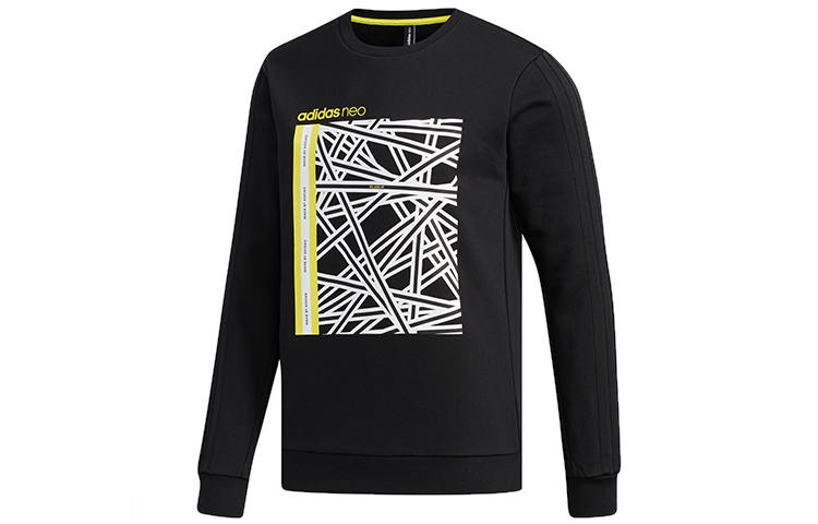 Adidas Neo Sweatshirts Men's Black Crew Neck Moderate Regular