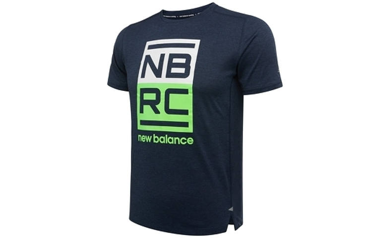 New Balance New Balance T Shirts Men's Blue Crew Neck Moderate Straight Fit