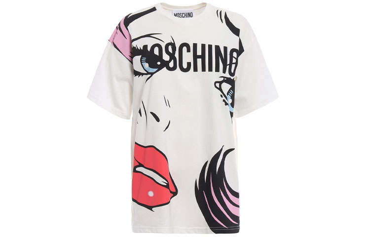 MOSCHINO T Shirts Unisex White Crew Neck Moderate Straight Fit
