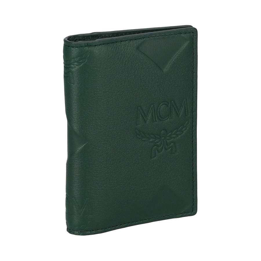MCM Aren Leather Card Holder Large Men's Forest Green