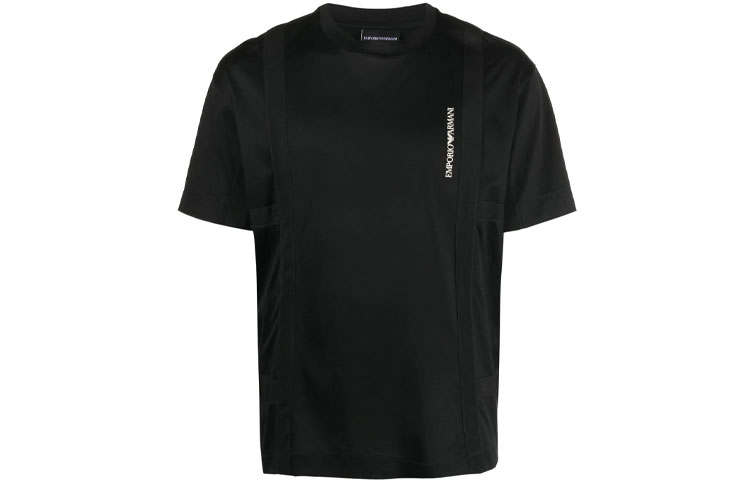 EMPORIO ARMANI T Shirts Men's Black Crew Neck Moderate Straight Fit
