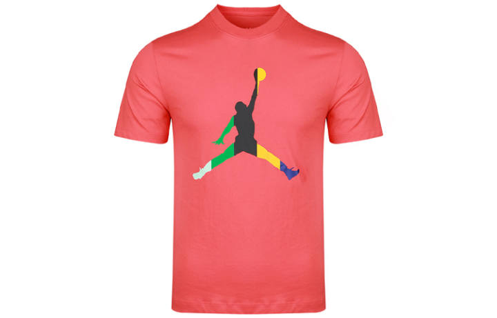 Jordan Jordan DNA Jumpman T Shirts Men's Coral Red Crew Neck Moderate Straight Fit
