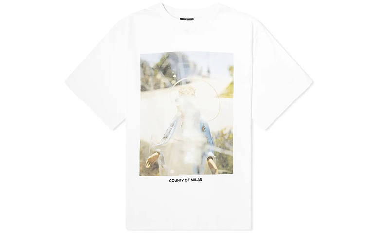 Marcelo Burlon T Shirts Men's White Crew Neck Moderate Straight Fit