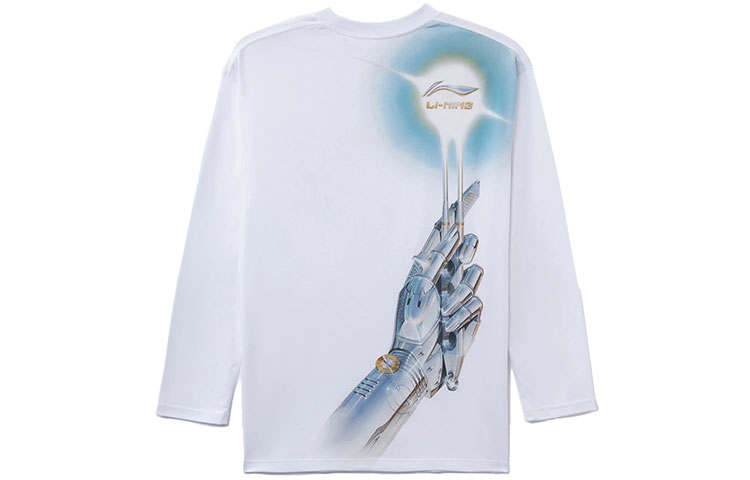 Li-Ning Li Ning X HajimeSorayama T Shirts Unisex White Crew Neck Moderate Straight Fit