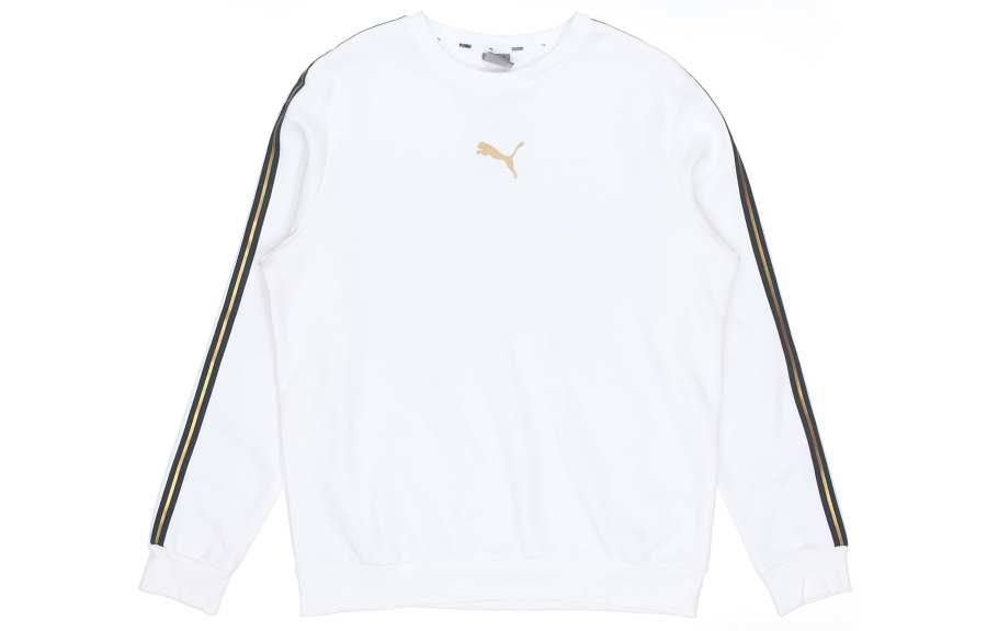 PUMA Metallic Nights Fleece Lined Thermal Crew Neck Pullover Sweatshirt Men's White