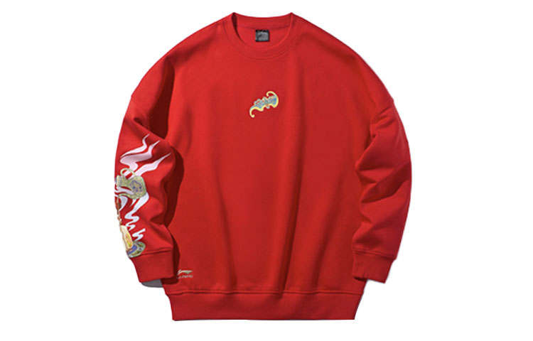 Li-Ning Li Ning X Disney Sweatshirts Men's Total Cherry Red Crew Neck Moderate Regular