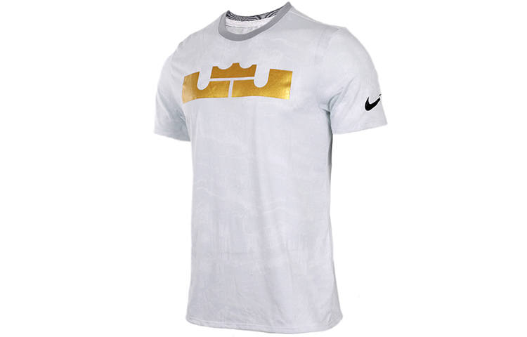 Nike Nike T Shirts Men's White Gray Crew Neck Moderate Straight Fit
