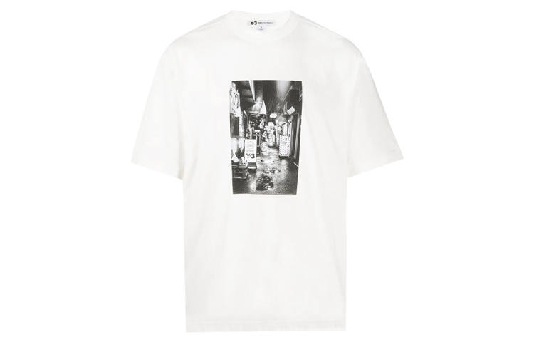 Y-3 Y 3 T Shirts Men's White Crew Neck Moderate Straight Fit
