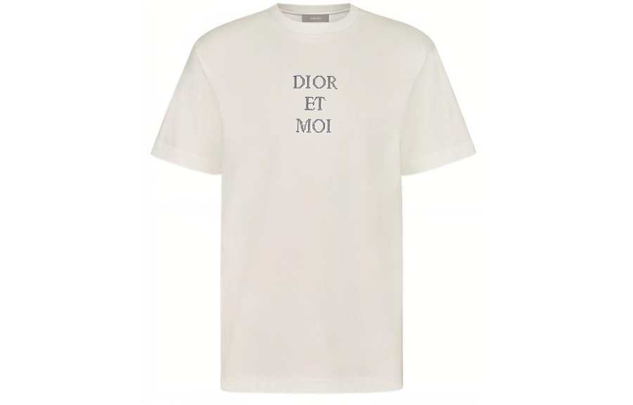 DIOR Quarterly New Products T Shirts Unisex Ecru Crew Neck Moderate Straight Fit