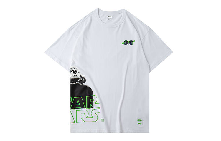 Li-Ning Li Ning T Shirts Men's White Crew Neck Moderate Straight Fit