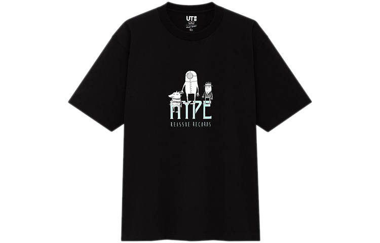 UNIQLO Print Straight Fit T Shirt Men's Black