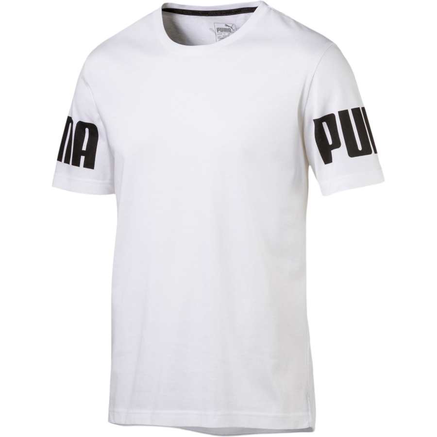 PUMA Rebel T Shirts Men's White Crew Neck Moderate Straight Fit