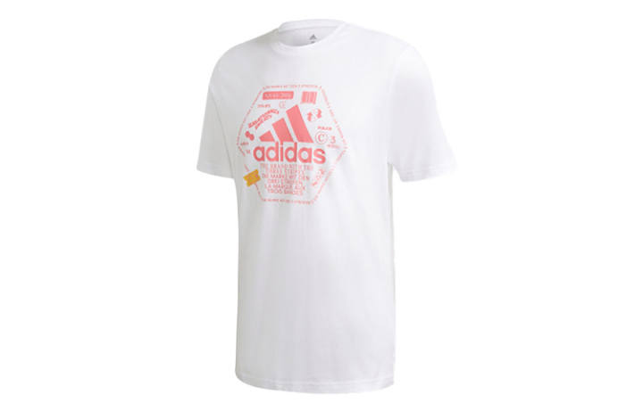 Adidas Adidas T Shirts Men's White Crew Neck Moderate Straight Fit
