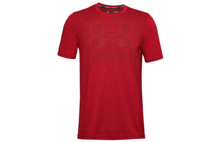 Under Armour T Shirts Men's Red Crew Neck Moderate Straight Fit