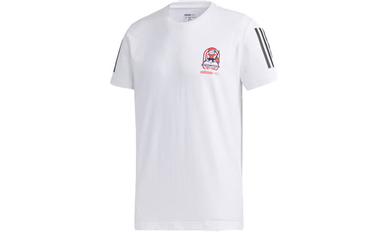 Adidas Neo T Shirts Men's White Crew Neck Moderate Straight Fit