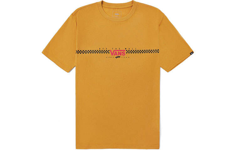 Vans T Shirts Unisex Yellow Crew Neck Moderate Straight Fit