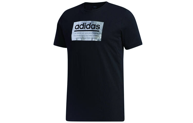 Adidas Adidas T Shirts Men's Black Crew Neck Moderate Straight Fit