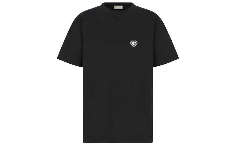 DIOR Quarterly New Products T Shirts Men's Black Crew Neck Moderate Straight Fit