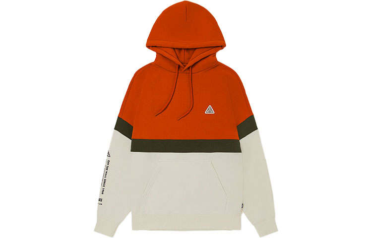 Vans Vans Patchwork BF Fleece Lined Color Block Patchwork American Sweatshirt Unisex Dirty Orange White