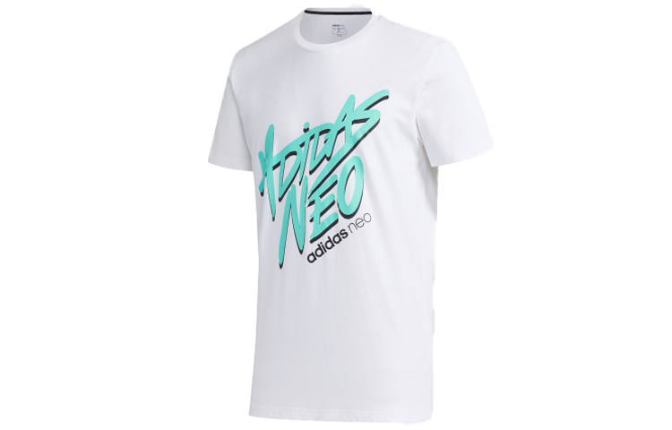 Adidas Neo T Shirts Men's White Crew Neck Moderate Straight Fit