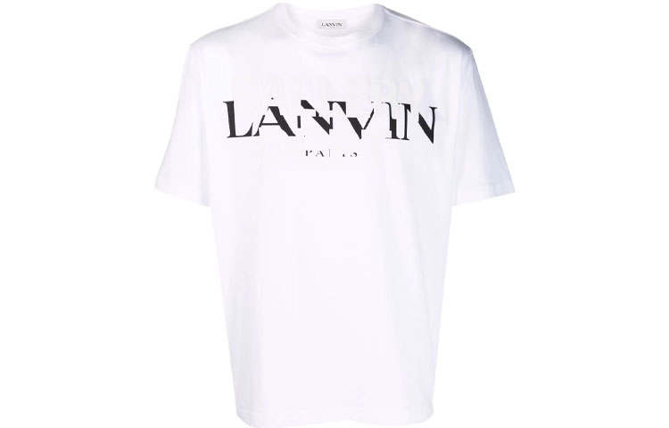 Lanvin T Shirts Men's White Crew Neck Moderate Straight Fit