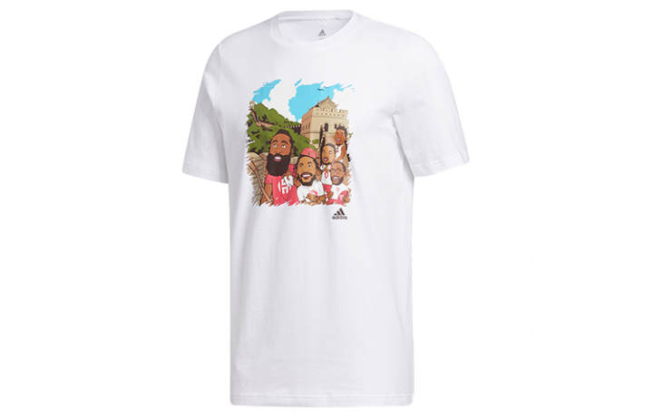 Adidas Adidas T Shirts Men's White Crew Neck Moderate Straight Fit
