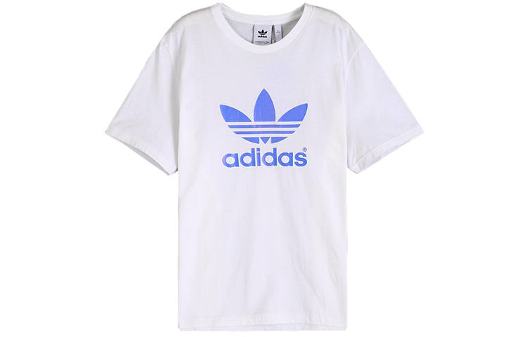 Adidas Originals Trefoil T Shirts Men's White Crew Neck Moderate Straight Fit