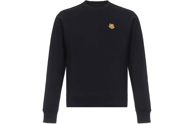KENZO Sweatshirts Men's Black Crew Neck Moderate Regular