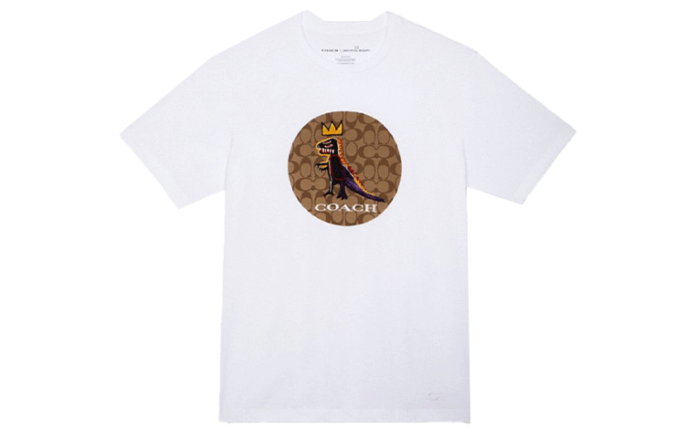 COACH T Shirts Men's White Crew Neck Moderate Straight Fit