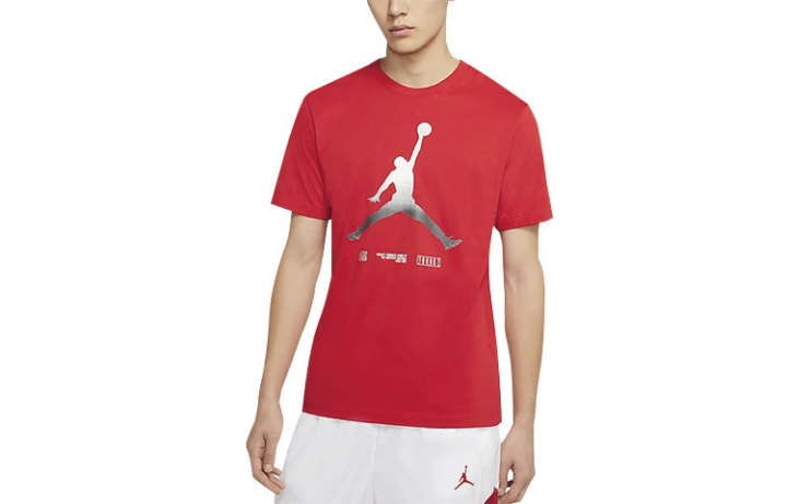 Jordan Jordan AJ11 T Shirts Men's University Red Crew Neck Moderate Straight Fit
