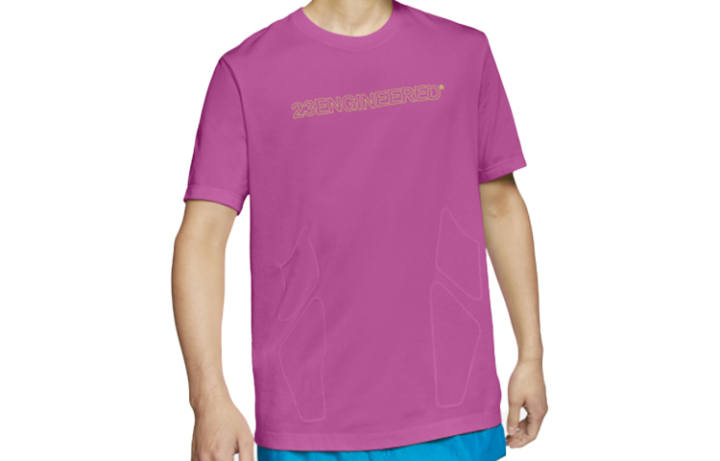 Jordan Jordan T Shirts Men's Fuchsia Crew Neck Moderate Straight Fit