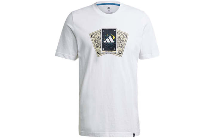 Adidas Adidas T Shirts Men's White Crew Neck Moderate Straight Fit
