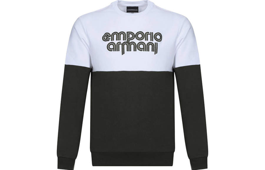 EMPORIO ARMANI Sweatshirts Men's White Green Multicolor Crew Neck Moderate Regular