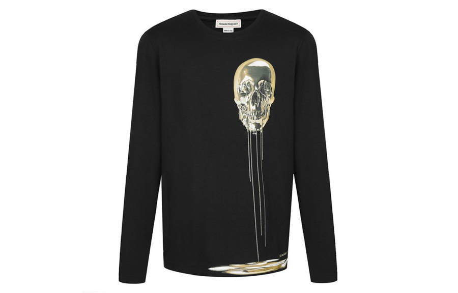 Alexander McQueen T Shirts Men's Black Crew Neck Moderate Straight Fit
