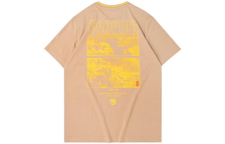 Li-Ning Li Ning T Shirts Men's Aromatherapy Apricot Crew Neck Moderate Straight Fit