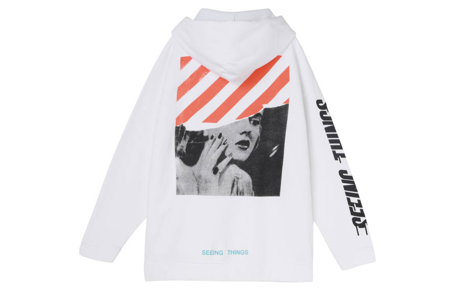 OFF-WHITE OFF-WHITE Men Printing Classic Hooded Sweatshirt White