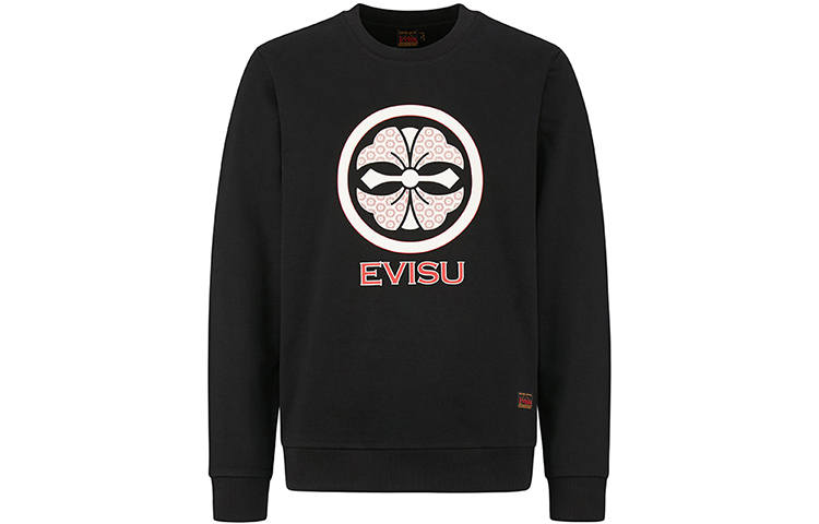 EVISU EVISU Sweatshirts Men's Black Crew Neck Moderate Regular