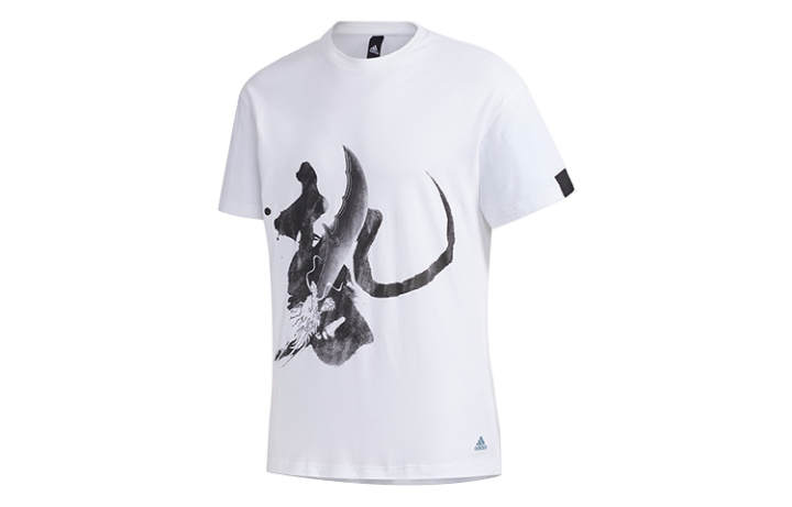 Adidas Adidas T Shirts Men's White Crew Neck Moderate Straight Fit