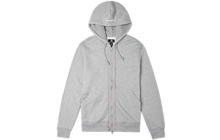 Converse Sweatshirts Unisex Gray Hooded Moderate Cardigan