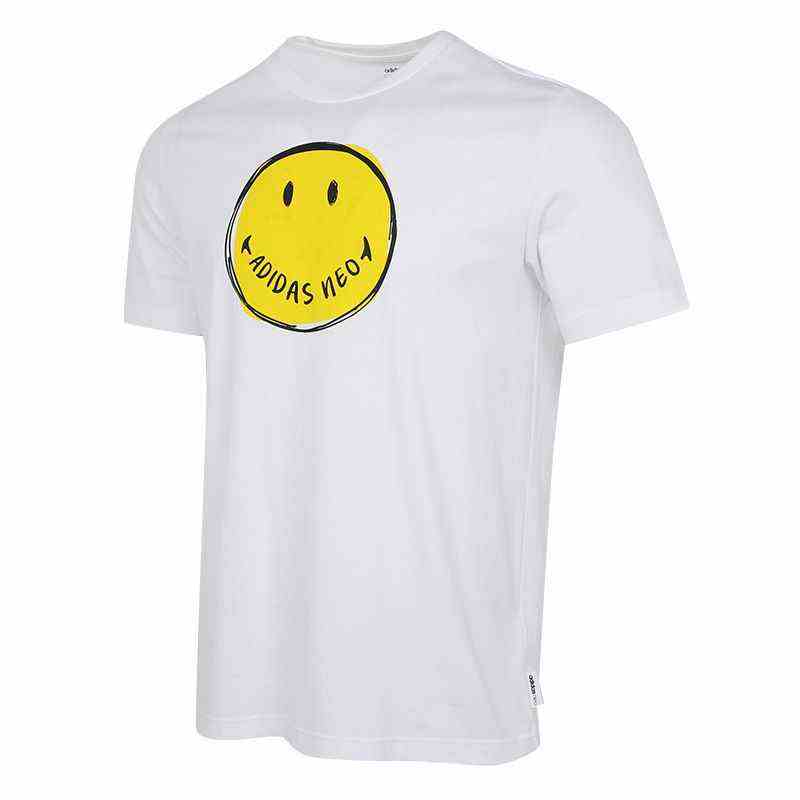 Adidas Neo T Shirts Men's White Crew Neck Moderate Straight Fit