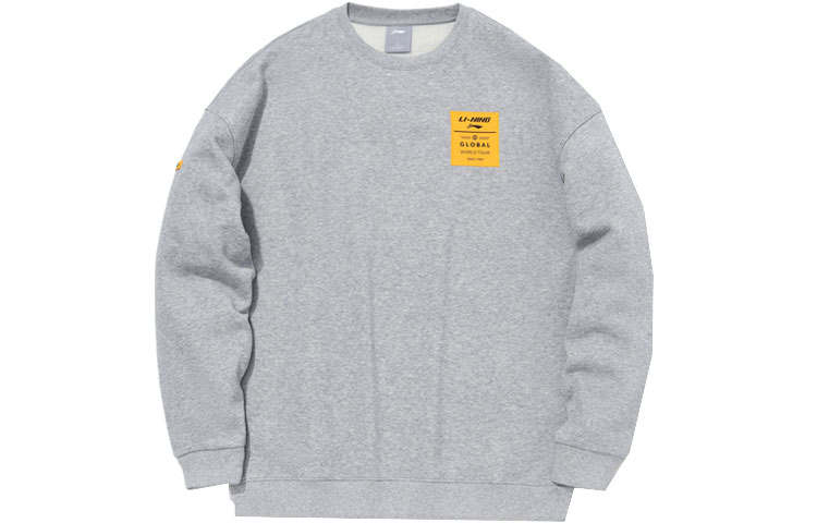 Li-Ning Li Ning Sports Fashion Collection Sweatshirts Unisex Heather Gray Crew Neck Thickened Regular