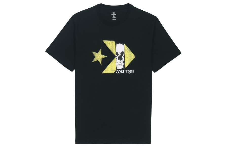 Converse T Shirts Men's Black Crew Neck Moderate Straight Fit