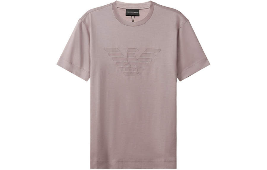 EMPORIO ARMANI T Shirts Men's Gray Pink Crew Neck Moderate Straight Fit