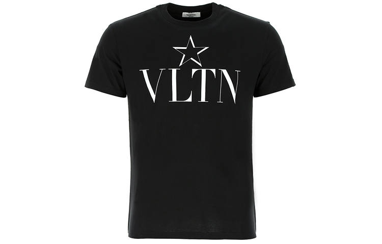 Valentino T Shirts Men's Black Crew Neck Moderate Straight Fit