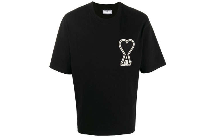 AMIPARIS T Shirts Men's Black Crew Neck Moderate