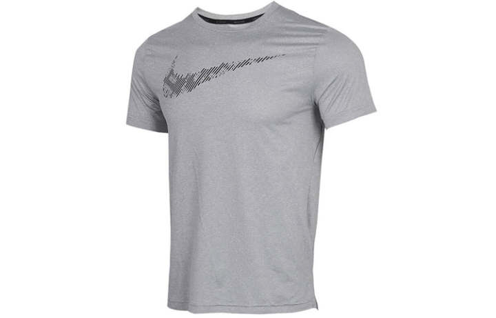 Nike Nike T Shirts Men's Gray Crew Neck Moderate Straight Fit
