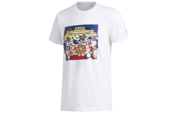 Adidas Adidas T Shirts Men's White Crew Neck Moderate Straight Fit