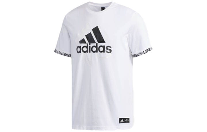 Adidas Adidas T Shirts Men's White Crew Neck Moderate Straight Fit