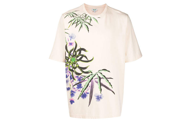 KENZO T Shirts Men's Beige Pink Crew Neck Moderate Straight Fit